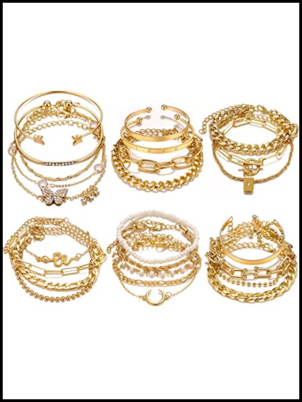 25pc Boho Stackable Bracelet Set for Women Gold